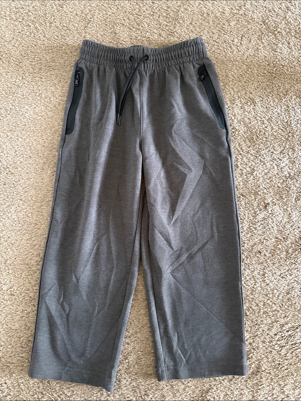 Kids Gray Elastic-Waist Jogger Pants with Zip Pockets size 6-7